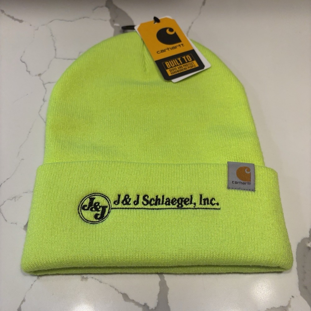 New Carhartt Knit Cuffed Beanie Bright Lime Green Embroidered AK4597-M